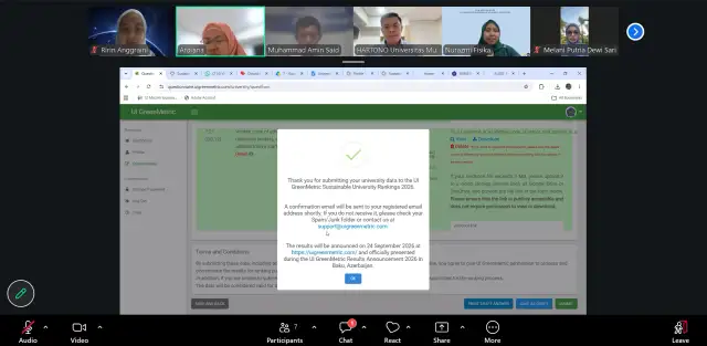 Menguatkan Langkah Menuju Kampus Berkelas Dunia, Unismuh Makassar Tuntaskan Submission UI GreenMetric Rankings 2026