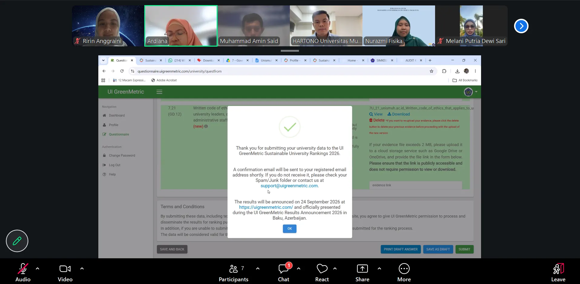 Menguatkan Langkah Menuju Kampus Berkelas Dunia, Unismuh Makassar Tuntaskan Submission UI GreenMetric Rankings 2026